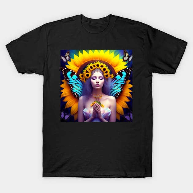 Sunflower Butterfly Angel T-Shirt by karissabest